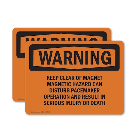 Signmission Keep Clear Of Magnet Magnetic Hazard Can OSHA Warning Sign, Vinyl Decal, 10in W x 7in L, 2PK OS-2PACK-WS-D-710-L-12205